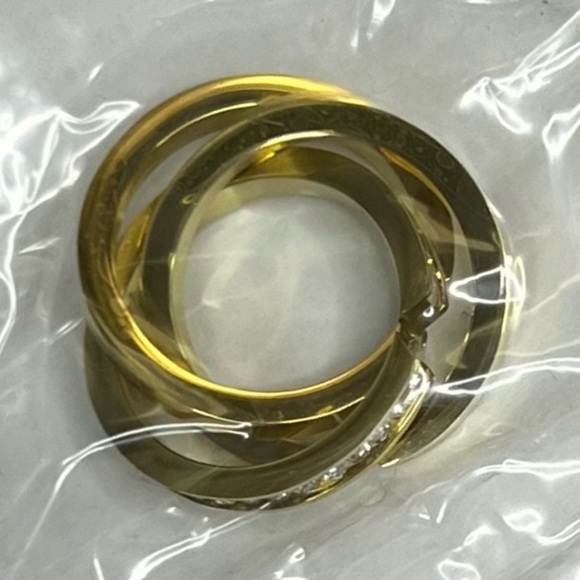Vita Fede Interlocking Bands Rings 24k Gold Plated Brass Pave Swarovski Crystals - Picture 4 of 7